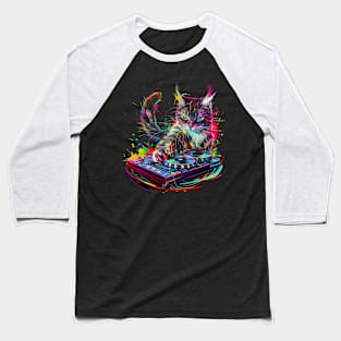 Cat DJ Loop Baseball T-Shirt